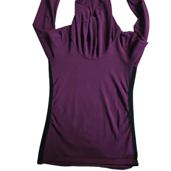 Maurices Purple Cowl neck Sweater with black stripe on each side - Picture 3 of 8